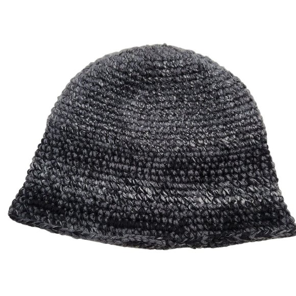 Bucket Hat handknit shades of charcoal grey black with brim - Picture 5 of 8